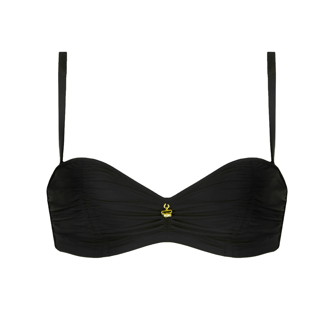 Lise Charmel - Sublime Drape Cropped Bustier Bikini Noir Balcony Bikini Lise Charmel Swimwear 