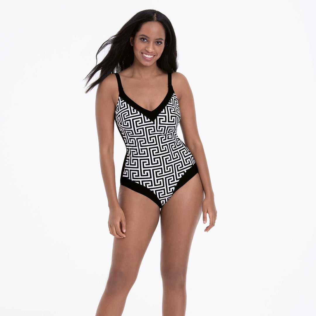 Anita Swimwear Madita Swimsuit - Black-White Plunge Swimsuit Anita Swimwear 
